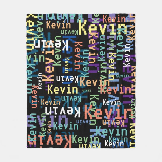 Pixel font repeating colour names all-over black fleece blanket (Front)