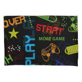 Pixel Game Style: Abstract Seamless. Pillowcase