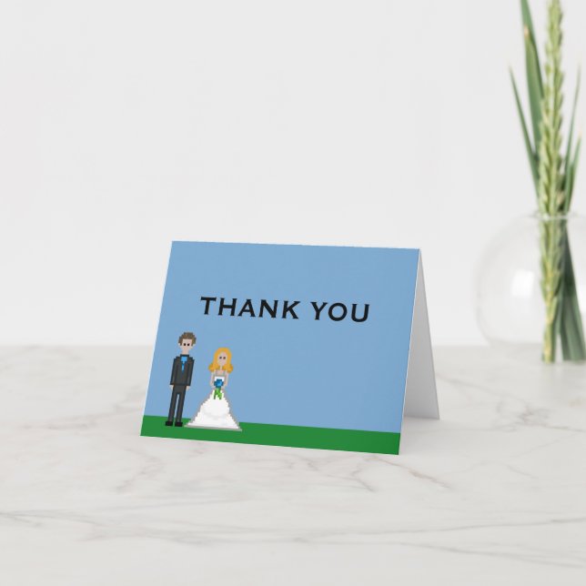 Pixel Gamer Blonde Bride & Groom Mariage Merci (Devant)