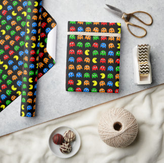 Pixel Ghost Arcade Gamer Birthday Design Wrapping Paper