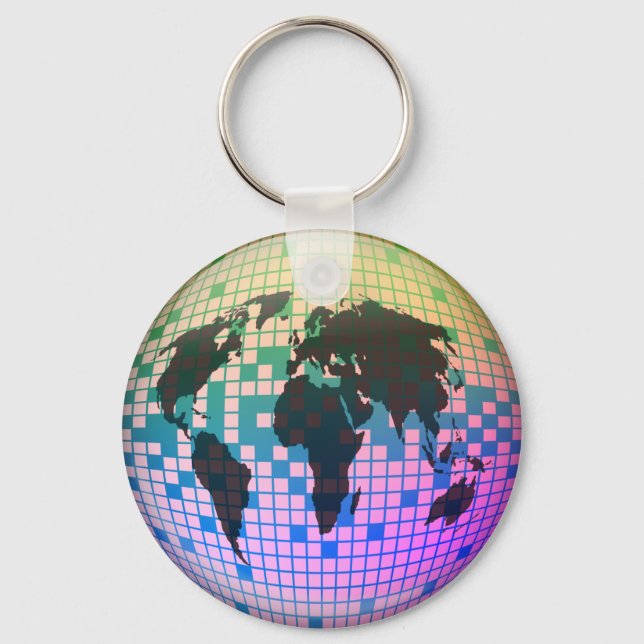 Pixel Globe Keychain (Front)