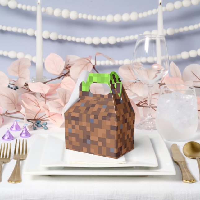 Pixel grass gamer birthday  favor box (Wedding)