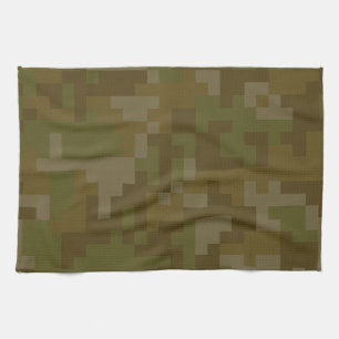 Pixel Green Army Camouflage pattern Kitchen Towel