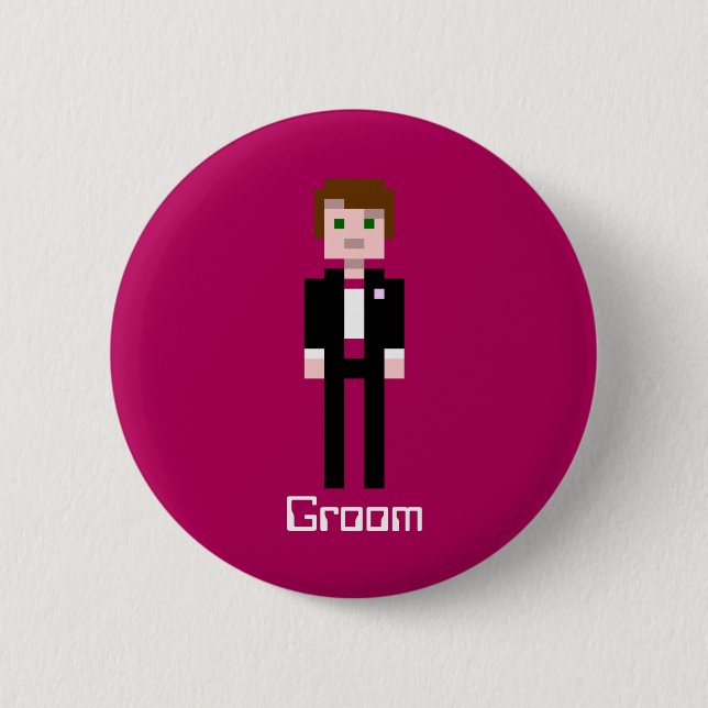 Pixel Groom - Maroon - Custom 2 Inch Round Button (Front)
