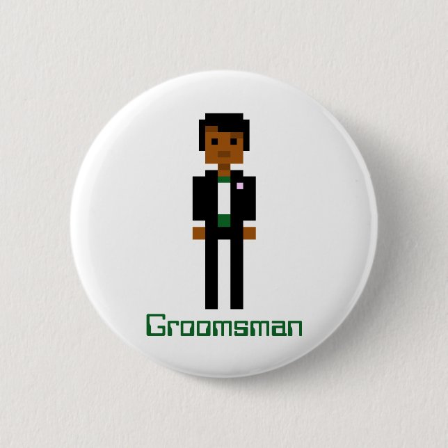 Pixel Groomsman 2 Inch Round Button (Front)