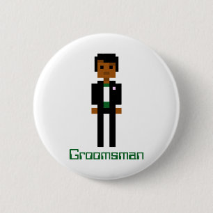 Pixel Groomsman 2 Inch Round Button