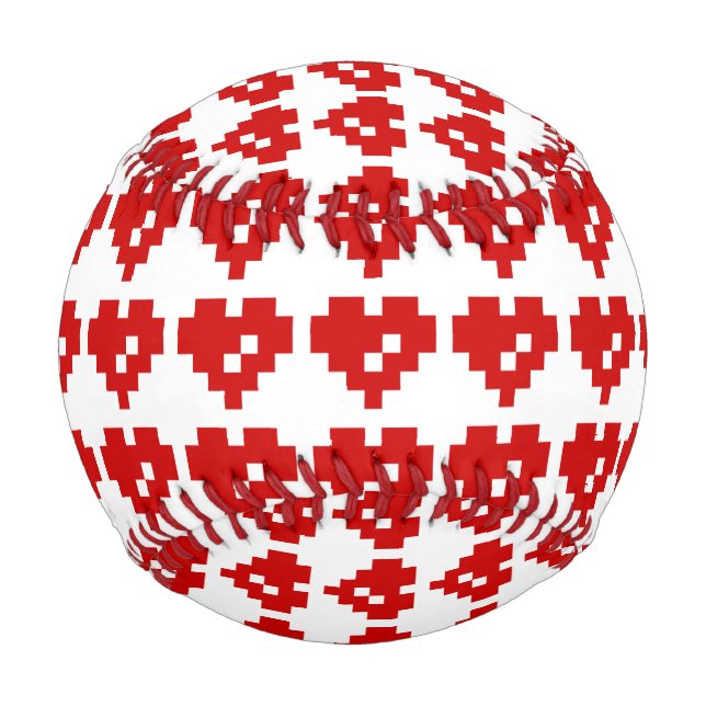 Pixel Heart 8 Bit Love Baseball (Front)