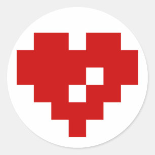 Pixel Heart 8 Bit Love Classic Round Sticker