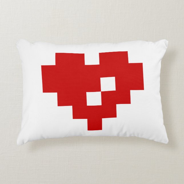 Pixel Heart 8 Bit Love Decorative Pillow (Front)