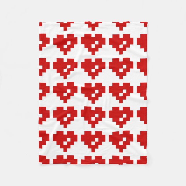 Pixel Heart 8 Bit Love Fleece Blanket (Front)