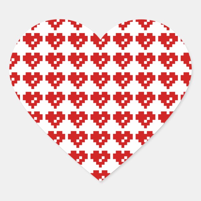 Pixel Heart 8 Bit Love Heart Sticker (Front)