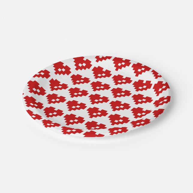 Pixel Heart 8 Bit Love Paper Plate (Angled)