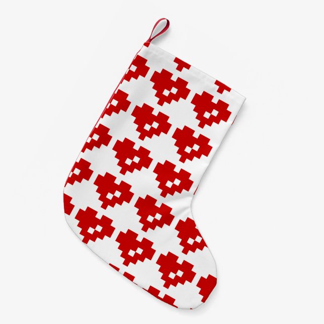 Pixel Heart 8 Bit Love Small Christmas Stocking (Front (Hanging))