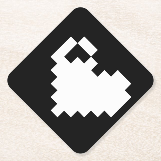 Pixel Heart 8 bits Paper Coaster (Front)