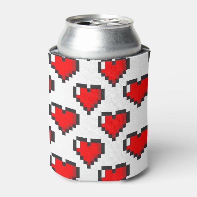 Pixel Heart Pattern Can Cooler (Can Front)