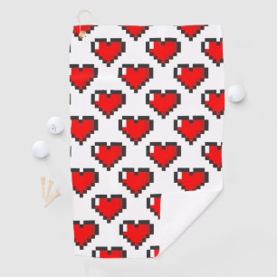 Pixel Heart Pattern Golf Towel