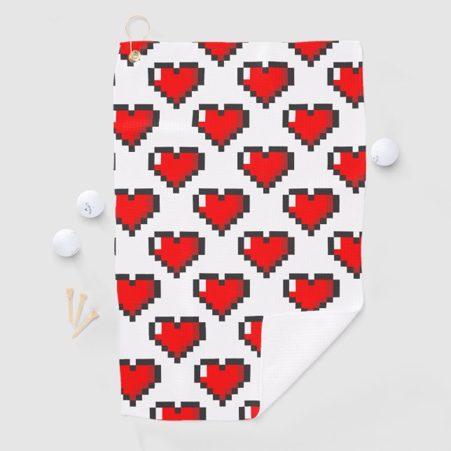 Pixel Heart Pattern Golf Towel (InSitu)