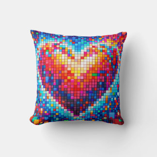 Pixel heart throw pillow