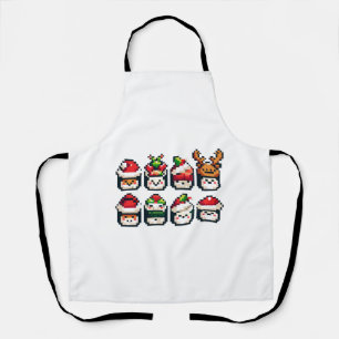 Pixel Holiday Sushi - Festive 8-Bit Art Apron
