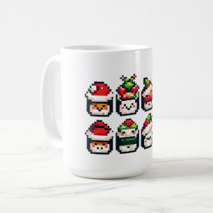 Pixel Holiday Sushi - Festive 8-Bit Art Coffee Mug