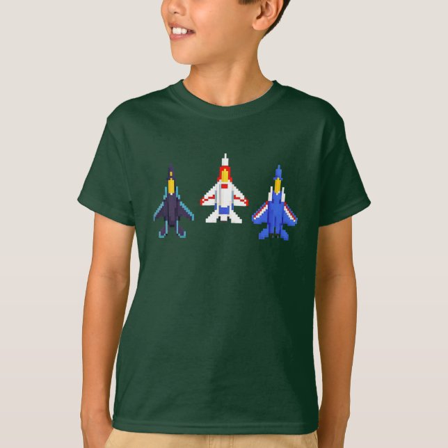 Pixel Jet Power Tee – Retro Pixels, Full Throttle  (Front)