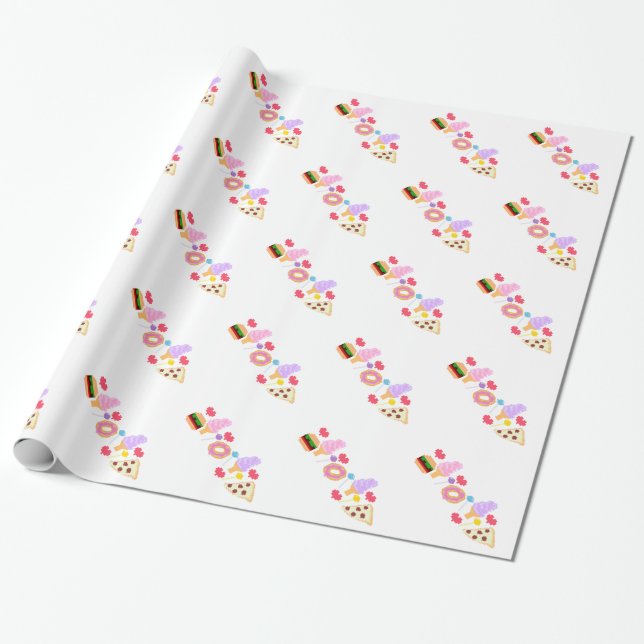 Pixel Junk Food Art Wrapping Paper (Unrolled)