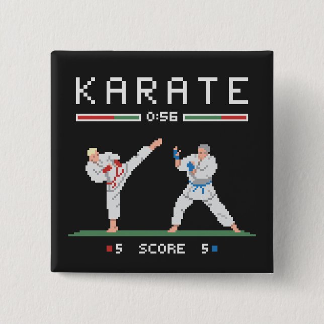 Pixel Karate Game 2 Inch Square Button (Front)