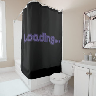 Pixel Loading Gamer Shower Curtain - Purple & Blac