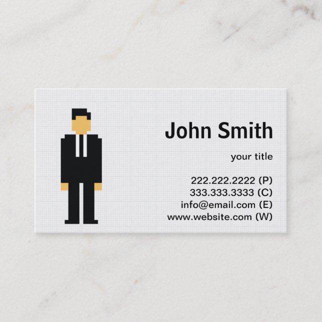 Pixel Man in Black Suit Profile Card (Front)