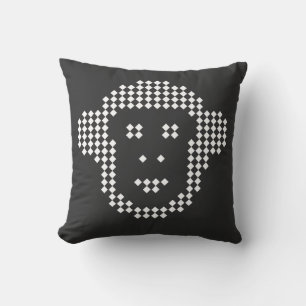 Pixel Monkey Diamond Emblem Throw Pillow