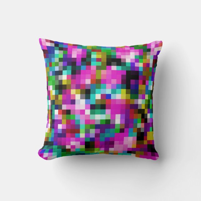 Pixel Mosaic Pattern Throw Pillow (Front)