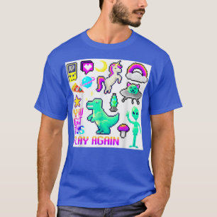 Pixel Motifmanga Hoodie Anime T-rex Unicorn Pizza  T-Shirt