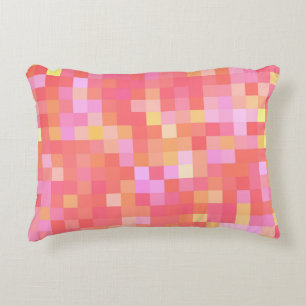 Pixel Multicolor Red/Pink/Yellow/Orange/Lavender Accent Pillow
