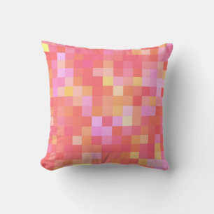 Pixel Multicolor Red/Pink/Yellow/Orange/Lavender Throw Pillow