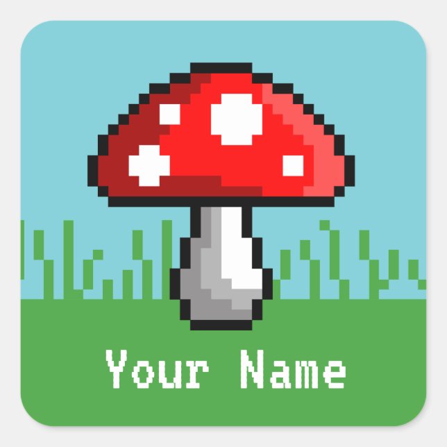 Pixel Mushroom Meadow Name Stickers (Front)