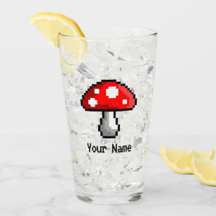 Pixel Mushroom Name Glass