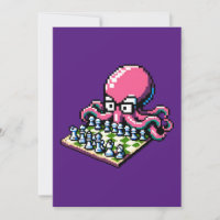 Pixel Octopus Chess Retro Strategy Board Game Art