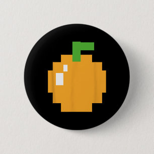 Pixel Orange 80s Retro Arcade Video Game Halloween 2 Inch Round Button