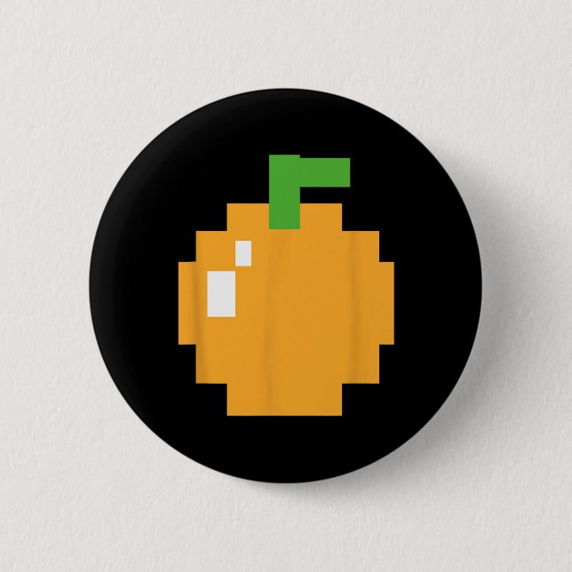 Pixel Orange 80s Retro Arcade Video Game Halloween 2 Inch Round Button (Front)
