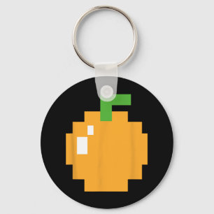 Pixel Orange 80s Retro Arcade Video Game Halloween Keychain