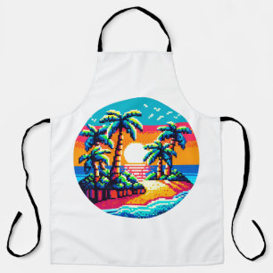 Pixel Palms: Tropical Serenity Apron