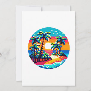 Pixel Palms: Tropical Serenity Holiday Card