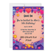 Pixel Party Anniversaire Invitation Retro Gamer Th