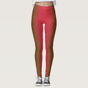 Pixel pattern 01.GRN.bw Red BG Leggings