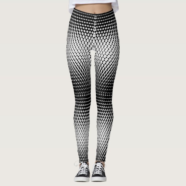 Pixel Pattern 09.B.w. White BG Leggings (Front)