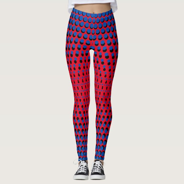 Pixel Pattern 09.BBLK.w Red BG Leggings (Front)