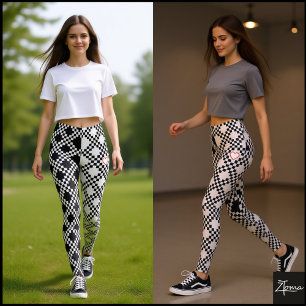 Pixel Pattern Half black and half white Leggings