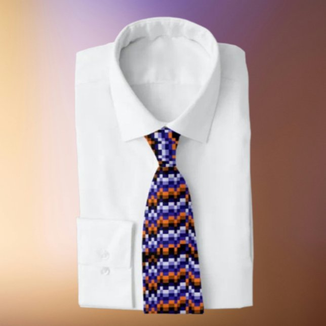 Pixel Pattern Necktie – Retro Blues & Earth Tones (Creator Uploaded)