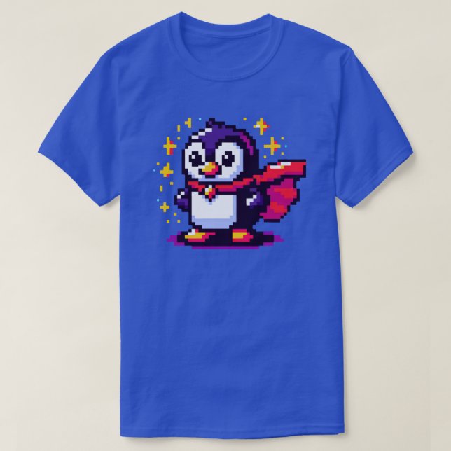 Pixel Penguin Hero: Retro Adventure T-Shirt (Design Front)
