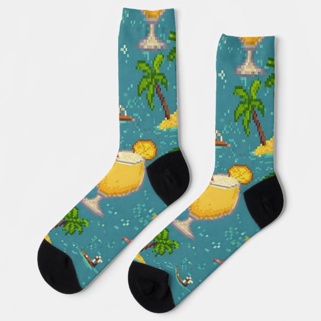 Pixel Pina Coladas Socks (Left)